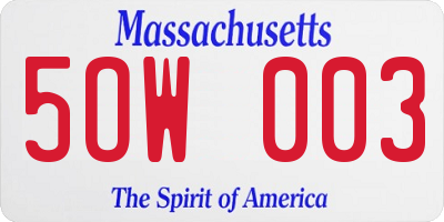 MA license plate 5OW003