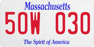 MA license plate 5OW030