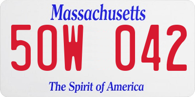 MA license plate 5OW042