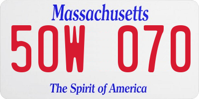 MA license plate 5OW070