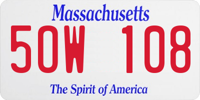 MA license plate 5OW108