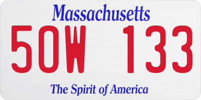 MA license plate 5OW133