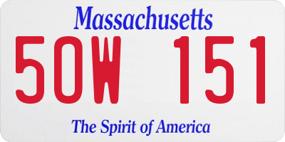 MA license plate 5OW151