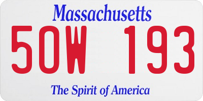 MA license plate 5OW193