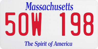 MA license plate 5OW198