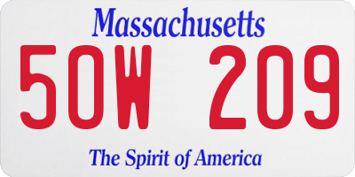 MA license plate 5OW209