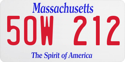 MA license plate 5OW212