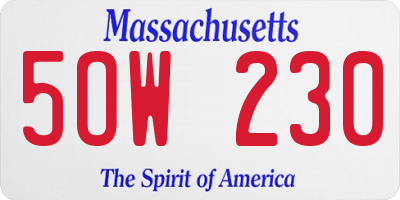 MA license plate 5OW230