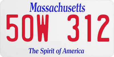 MA license plate 5OW312