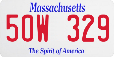 MA license plate 5OW329