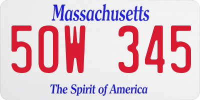 MA license plate 5OW345