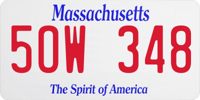 MA license plate 5OW348