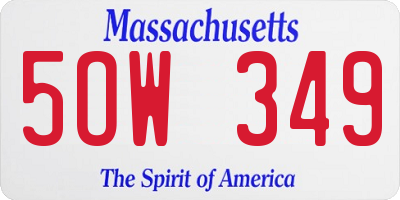 MA license plate 5OW349