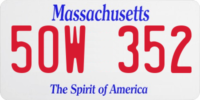 MA license plate 5OW352
