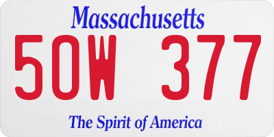 MA license plate 5OW377