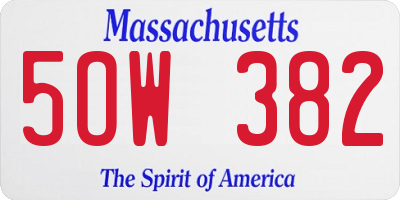 MA license plate 5OW382