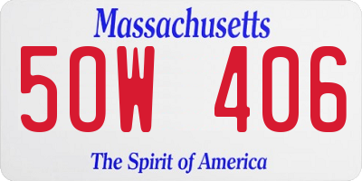 MA license plate 5OW406