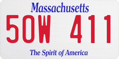 MA license plate 5OW411