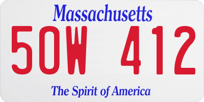 MA license plate 5OW412