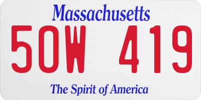 MA license plate 5OW419