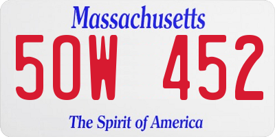 MA license plate 5OW452