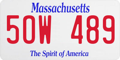 MA license plate 5OW489
