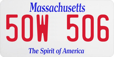 MA license plate 5OW506