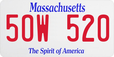 MA license plate 5OW520