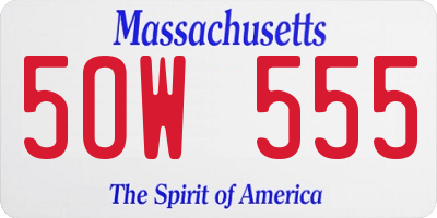 MA license plate 5OW555