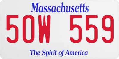 MA license plate 5OW559