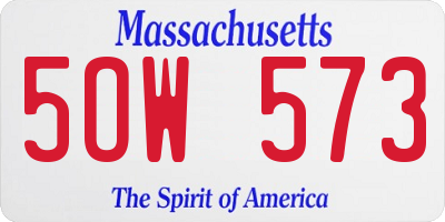 MA license plate 5OW573