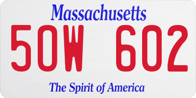 MA license plate 5OW602