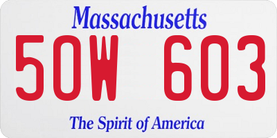 MA license plate 5OW603
