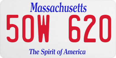 MA license plate 5OW620