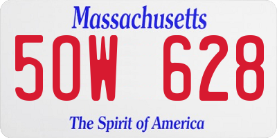 MA license plate 5OW628