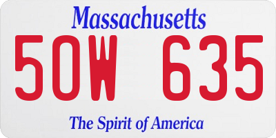 MA license plate 5OW635