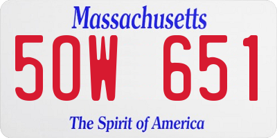 MA license plate 5OW651