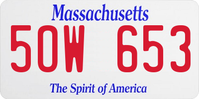 MA license plate 5OW653