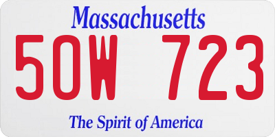 MA license plate 5OW723