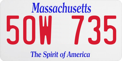 MA license plate 5OW735
