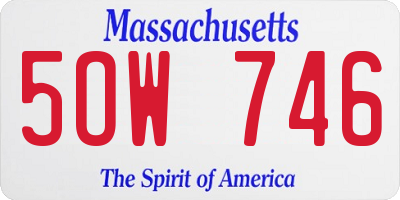 MA license plate 5OW746