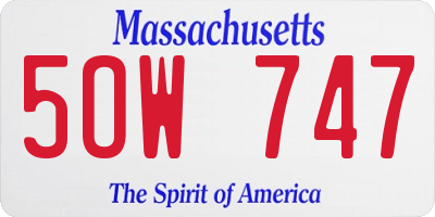 MA license plate 5OW747