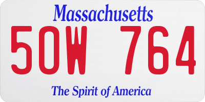 MA license plate 5OW764