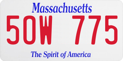 MA license plate 5OW775