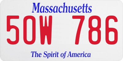 MA license plate 5OW786