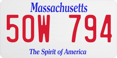 MA license plate 5OW794
