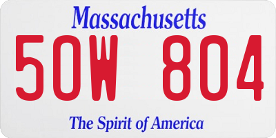 MA license plate 5OW804
