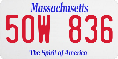 MA license plate 5OW836