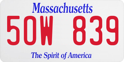 MA license plate 5OW839