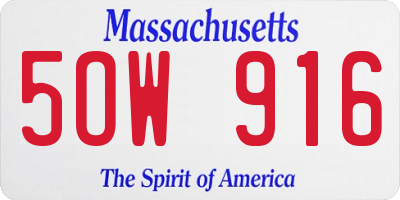 MA license plate 5OW916